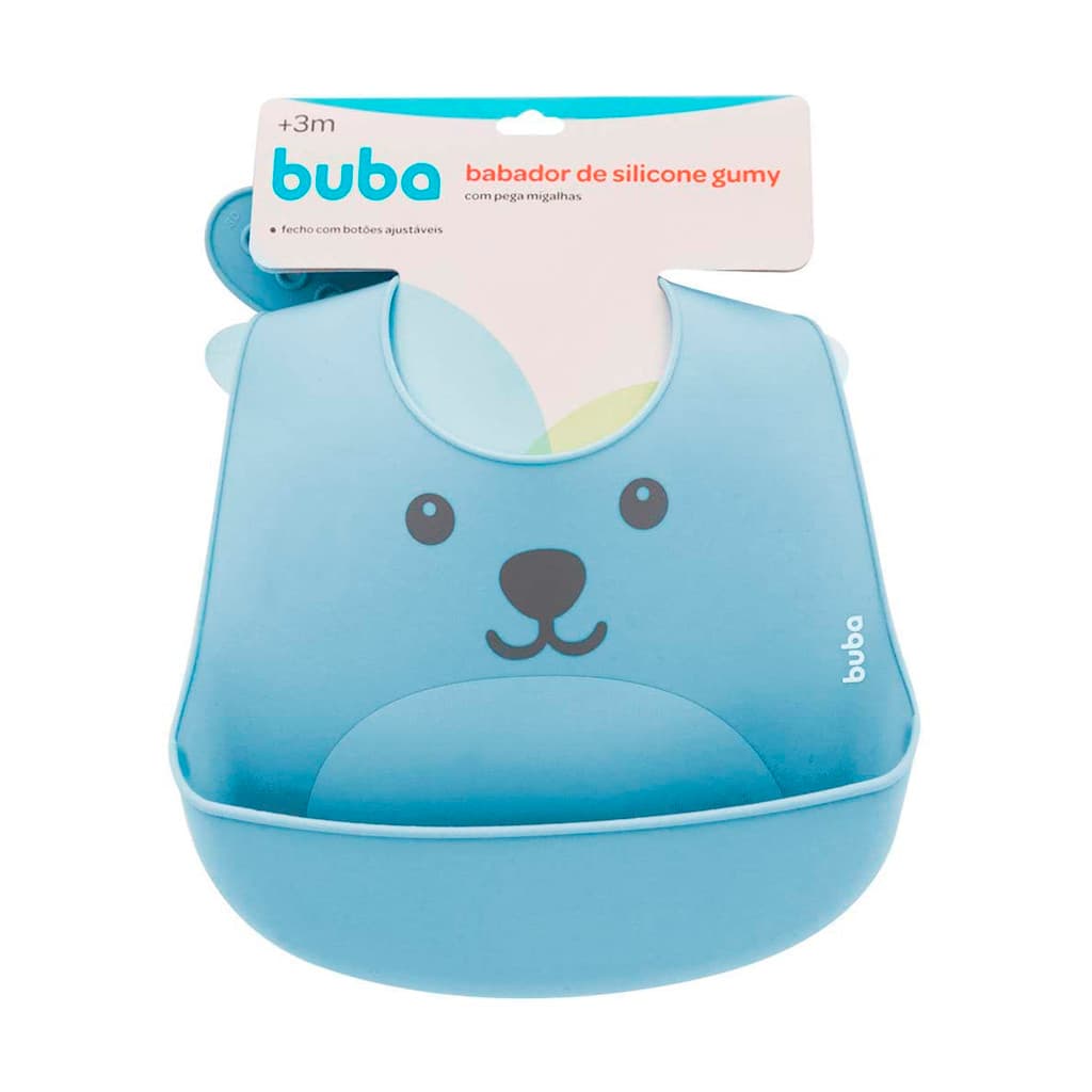 Babador Azul De Silicone Com Pega Migalhas Gumy - Buba