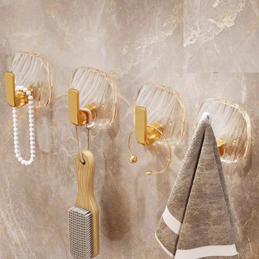 Gancho Adesivo Luxo Sem Furar Parede Acrílico Resistente Água Ideal para Banheiro Cozinha Casa Pendurar Toalha Chaves e