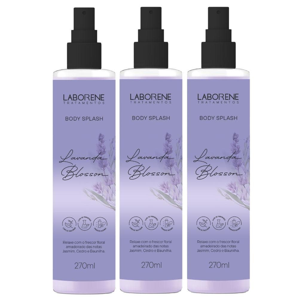 Kit 03 Body Splash Lavanda Blossom Baunilha Laborene 270ml