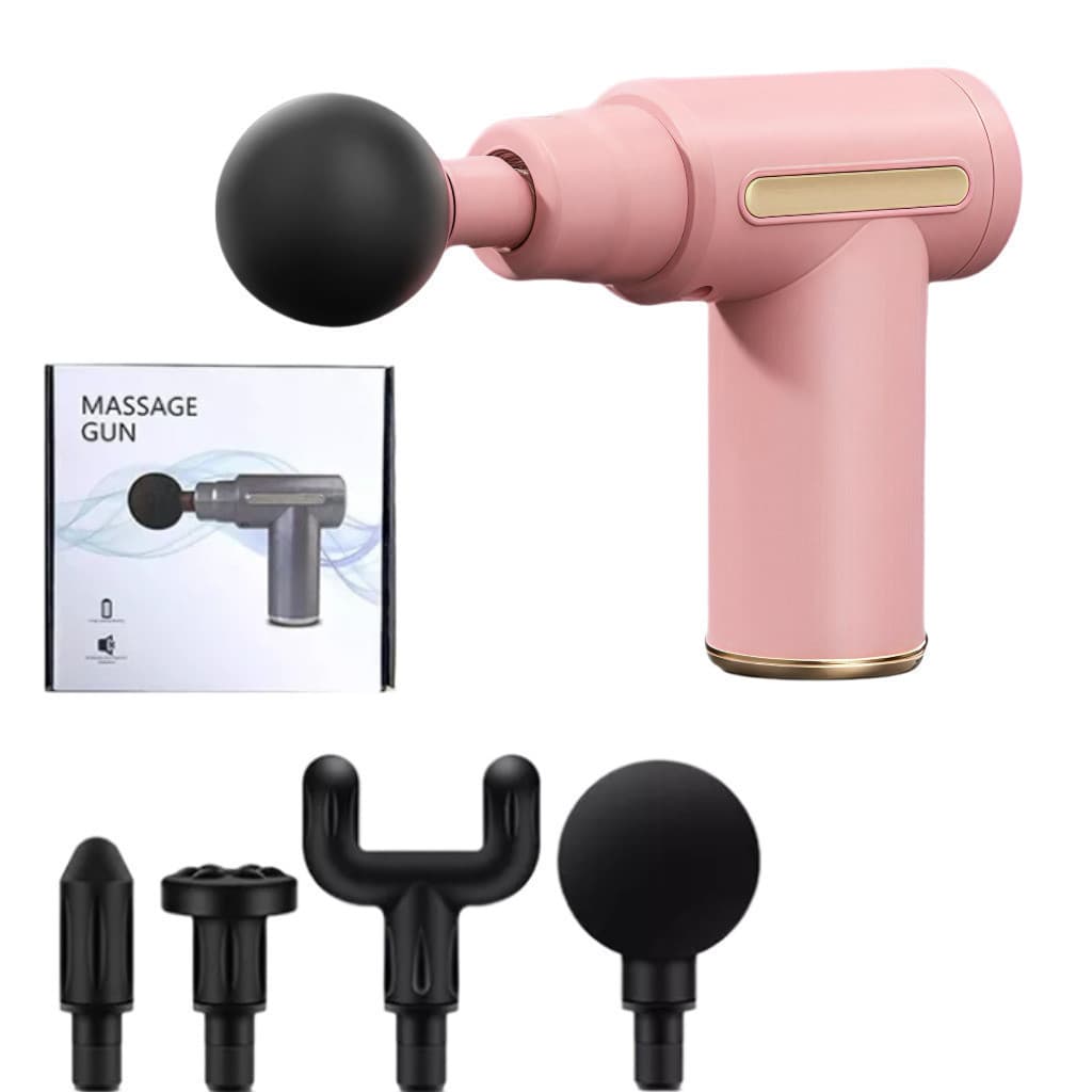 Pistola de Massagem Muscular Portátil Elétrica Profissional Recarregável USB com Múltiplas Ponteiras para Relaxamento