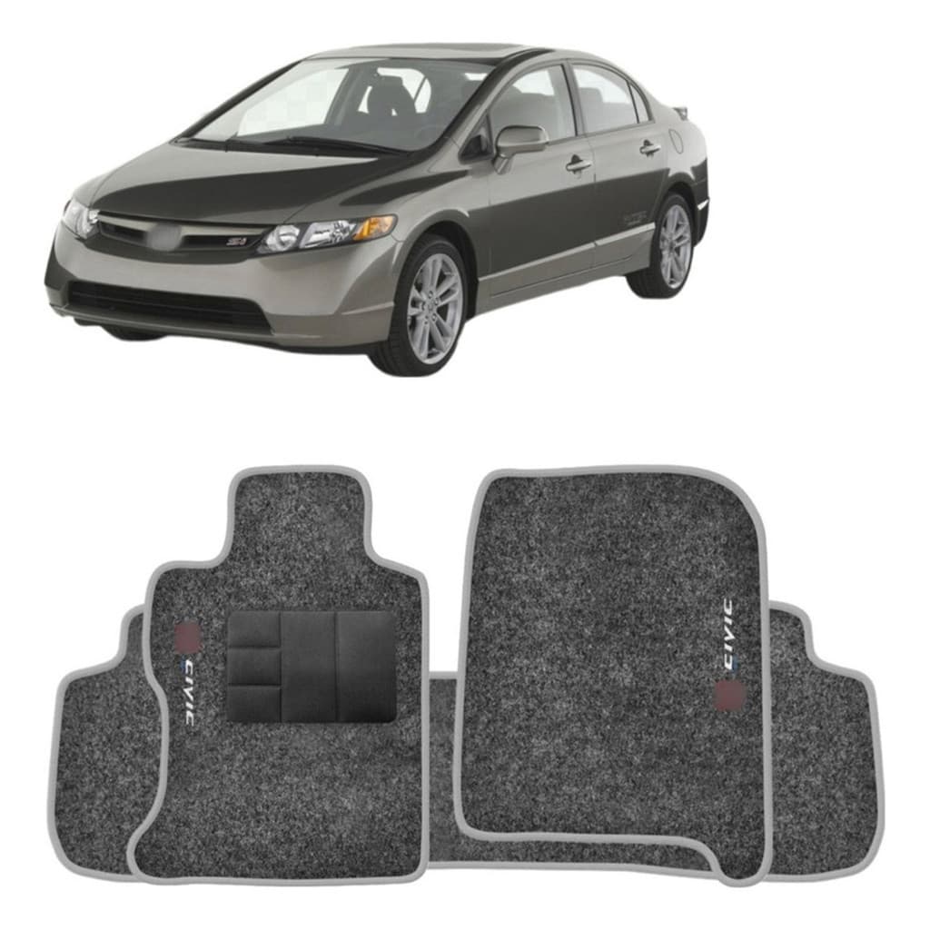 Kit de tapetes 3 Peças específico New Civic 2014  2015 2016 Carpete Grafite