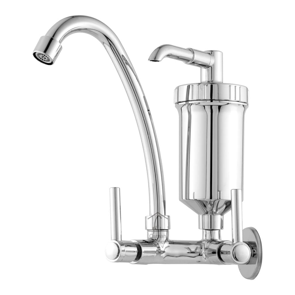 Torneira Para Cozinha Parede Com Filtro Metal Cromada
