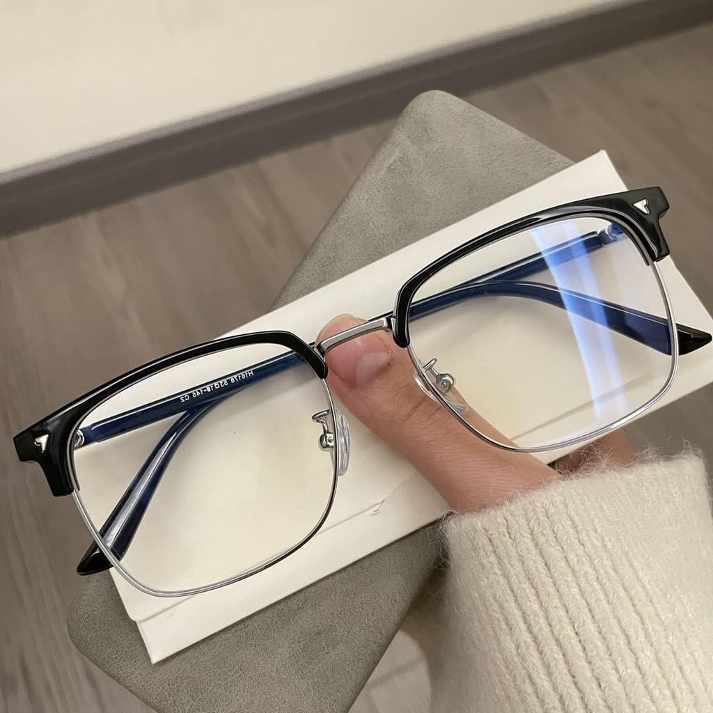 Moda Negócios Óculos De Metal Quadrado Anti Luz Azul Feminino Masculino