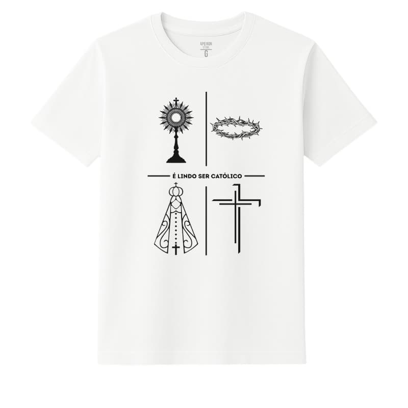 Camiseta Unissex Estampada Católica "É Lindo Ser Católico" 100% Algodão Camisa Premium Envio Rápido
