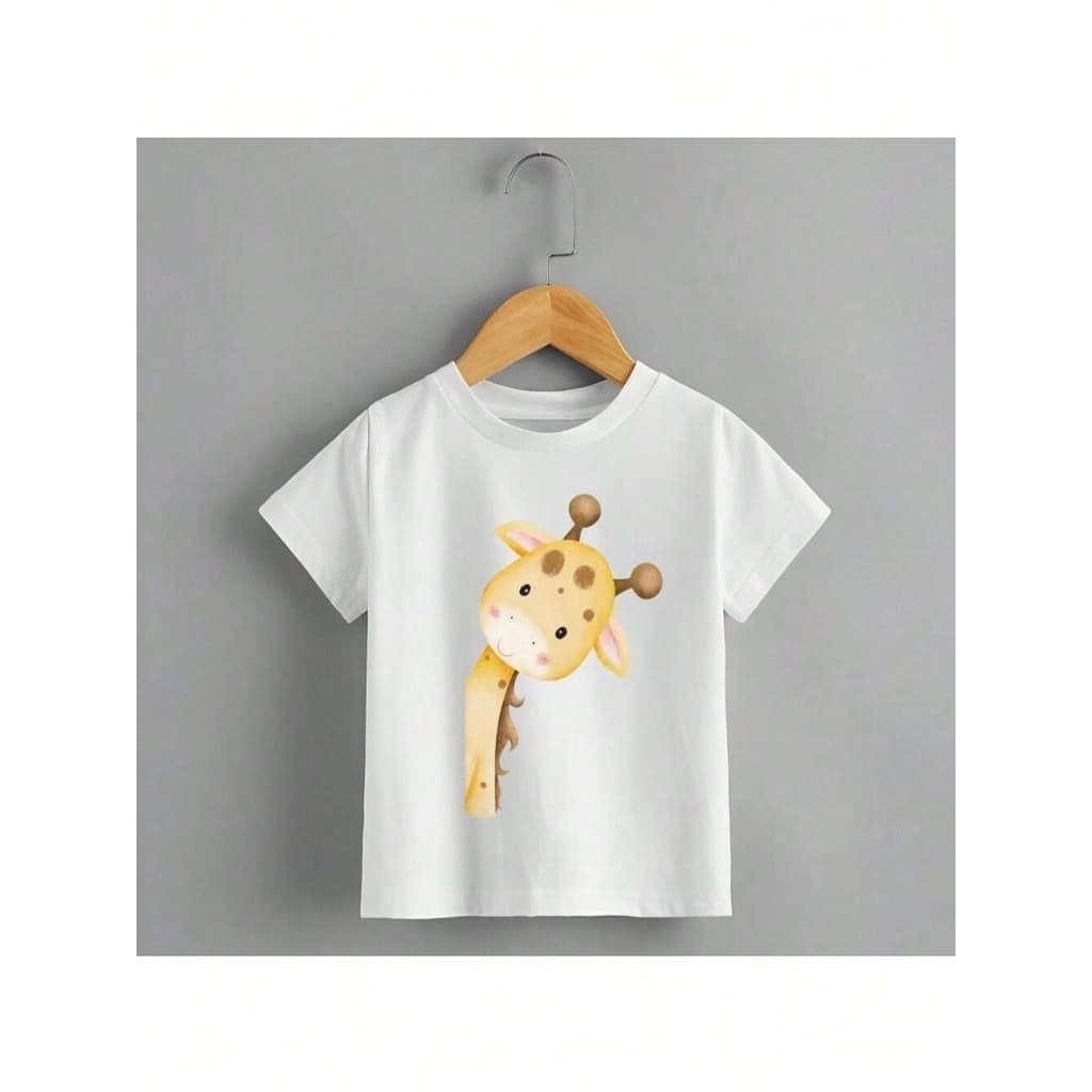 Camiseta Infantil Unissex Girafa Personalizada Safari Delicada 100% Algodão
