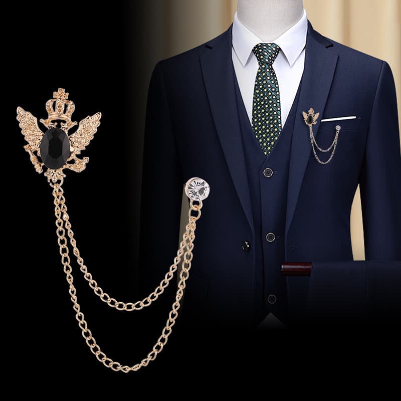 1 Conjunto Novo Estilo Coreano Na Moda Coroa Escudo Broche Britânico Retro Águia Design Broches Terno Acessórios