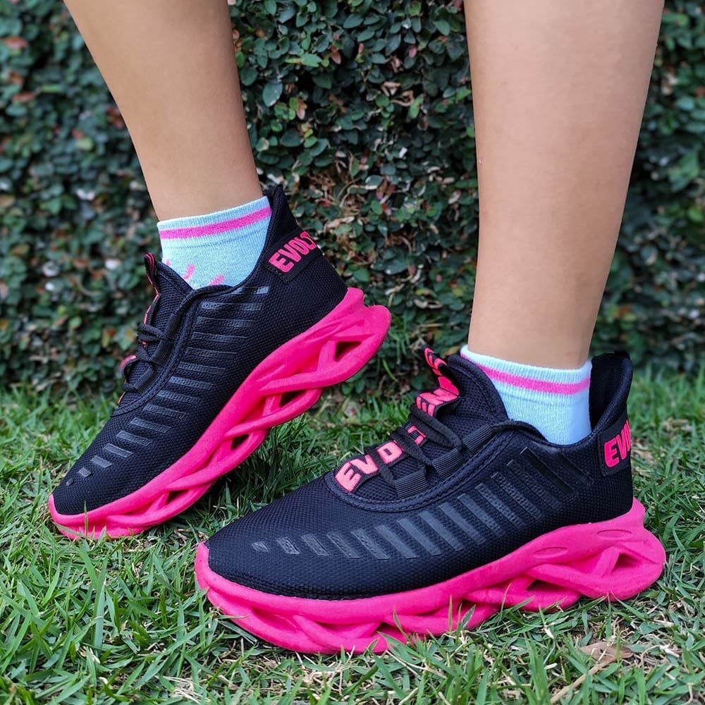 Tênis Infantil Feminino Promoção Tênis Modinha Ajuste Cadarço Pink Rosa Barbie Tendencia