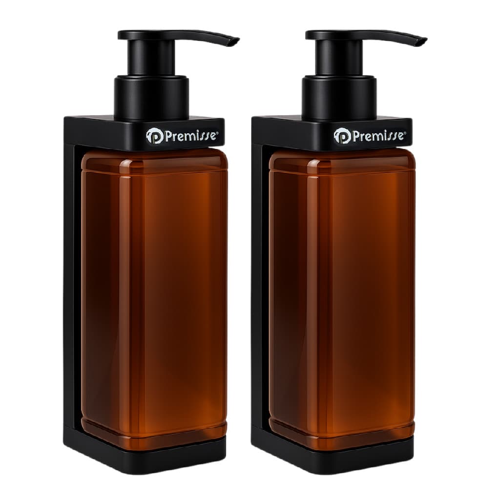 Kit 2 Frasco Plástico 400ml Suporte sabonete líquido Dispenser Parede  Shampoo Condicionador Banheiro Box Hotel pousada