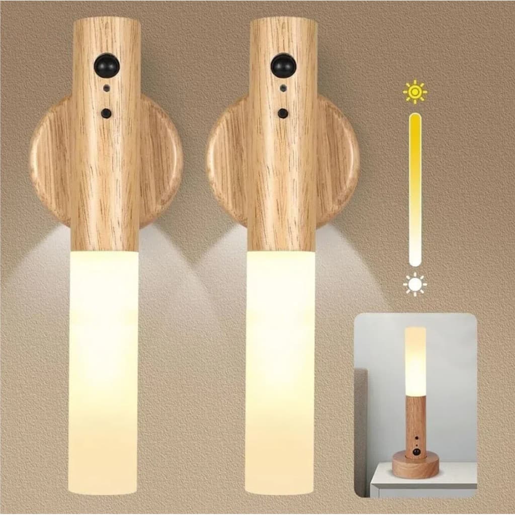 Luz Noturna Com Sensor De Movimento Arandela LED Recarregável USB Regulável Luzes