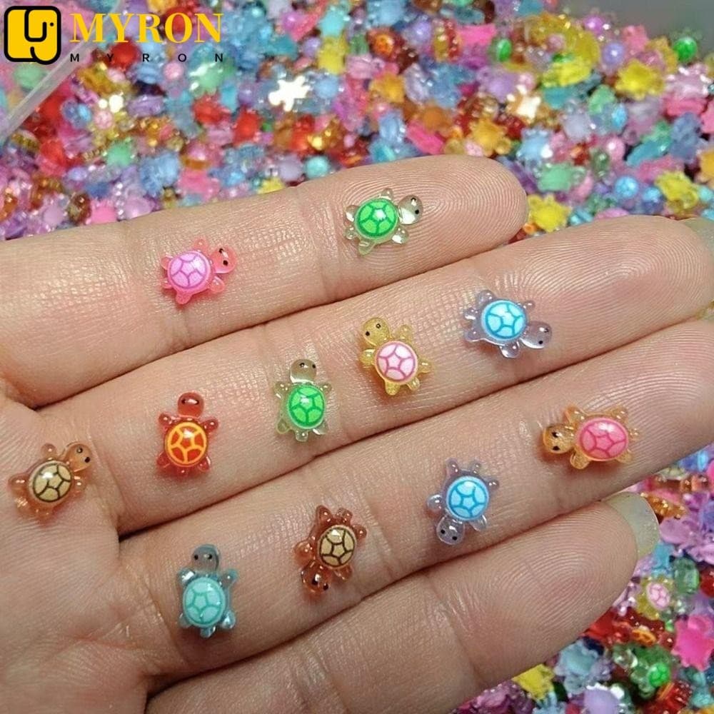 MYRON1 100 Unidades De Tartaruga Luminosa , Mini Animais Que Brilham No Escuro De Desenho Animado , Cor Dopamina