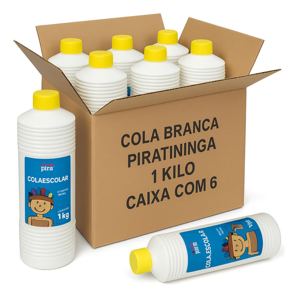 Kit 6 Cola Branca Escolar 1kg Ideal Para Slime Artesanato