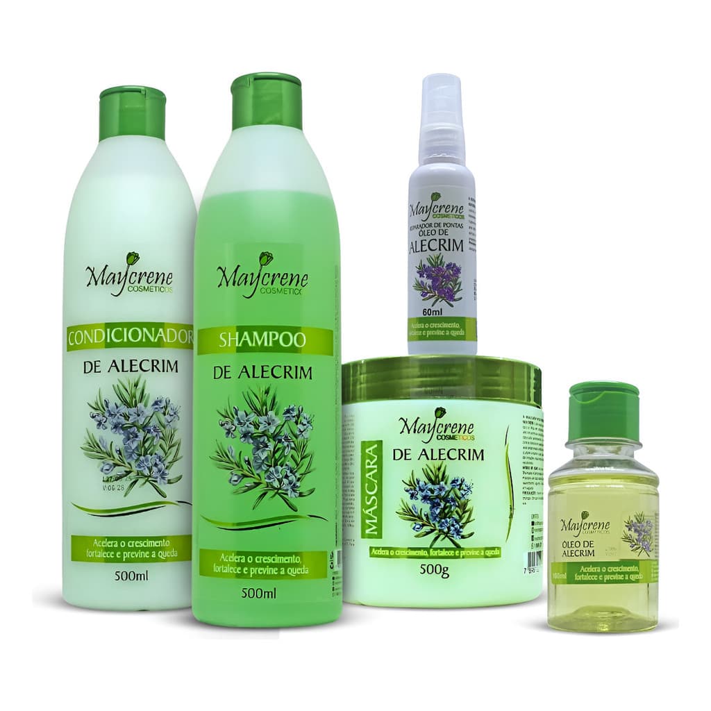 Kit Alecrim Saúde Capilar Maycrene Crescimento, Anti-Oleosidade e Antiqueda – 5 PRODUTOS