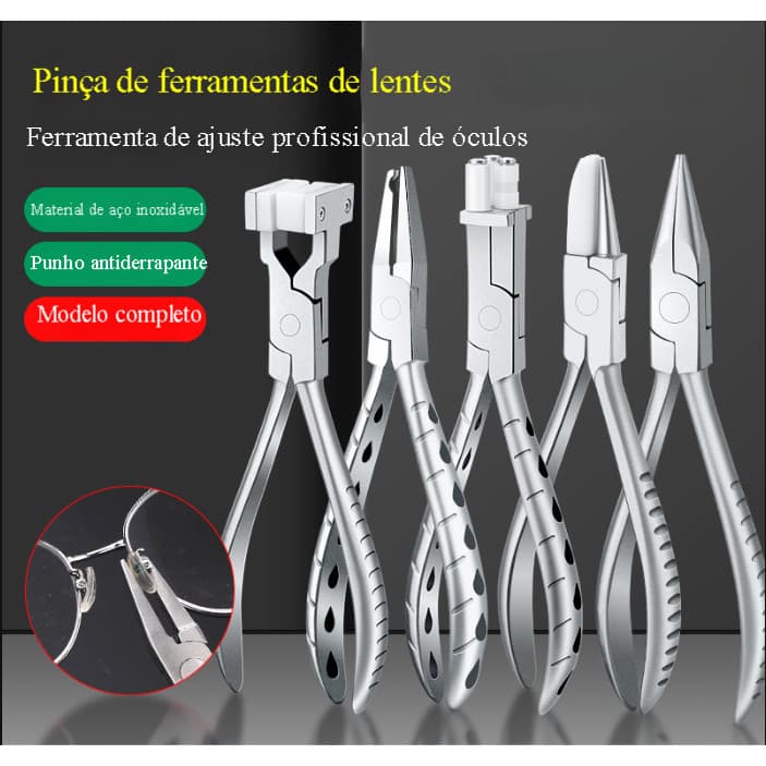 Conjunto de ferramentas de ajuste de óculos, alicate de reparo, alicate de ajuste de reparo, almofada de nariz, ferramen
