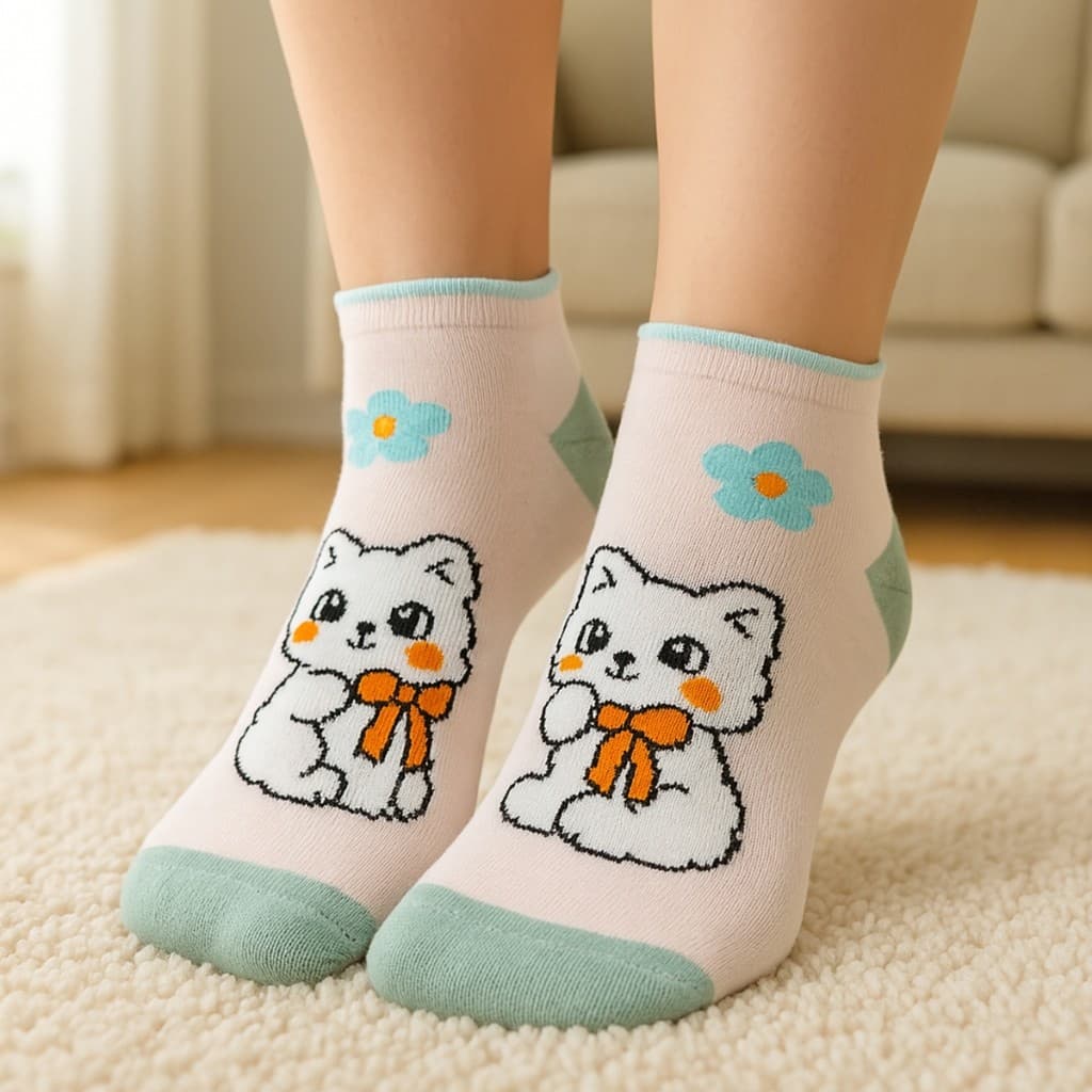 Kit 12 Pares de Meias Femininas Sortidas Meias Coloridas Divertidas Super Fofas 35-40