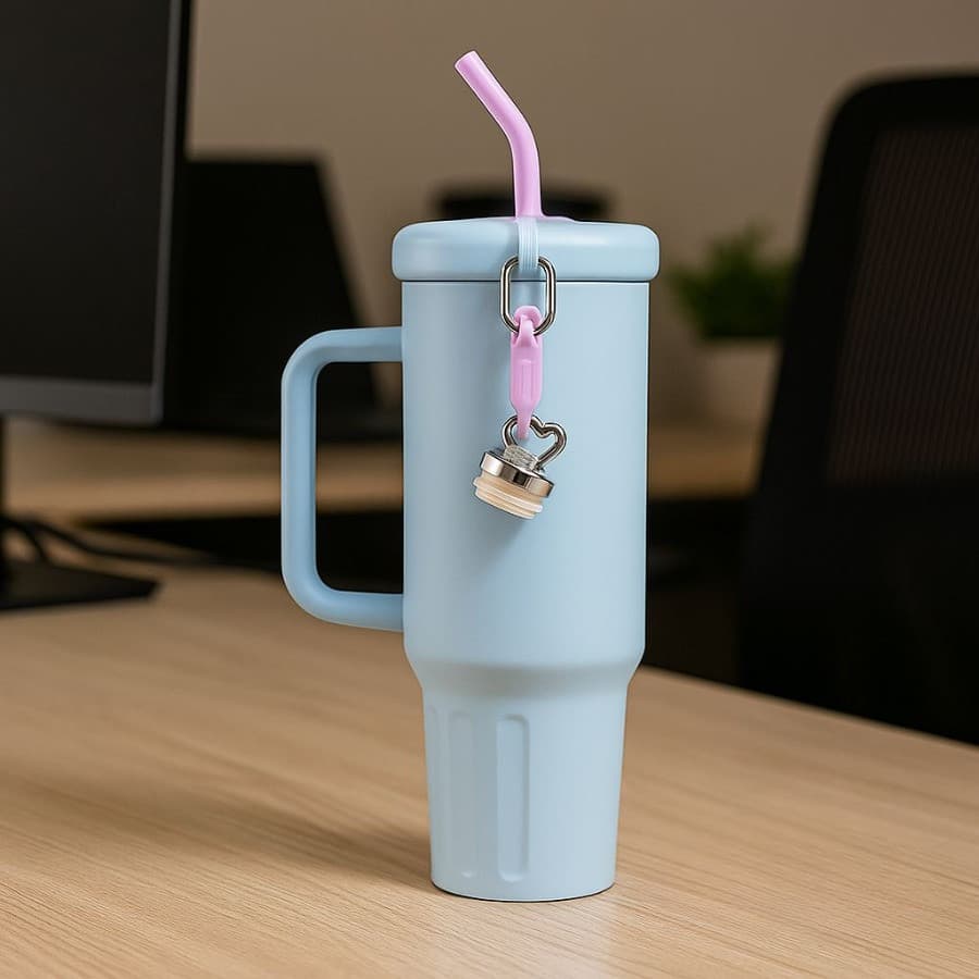 Copo Térmico Inox Portátil com trava Tampa 2 Funções Canudo e Chaveiro 1200ML
