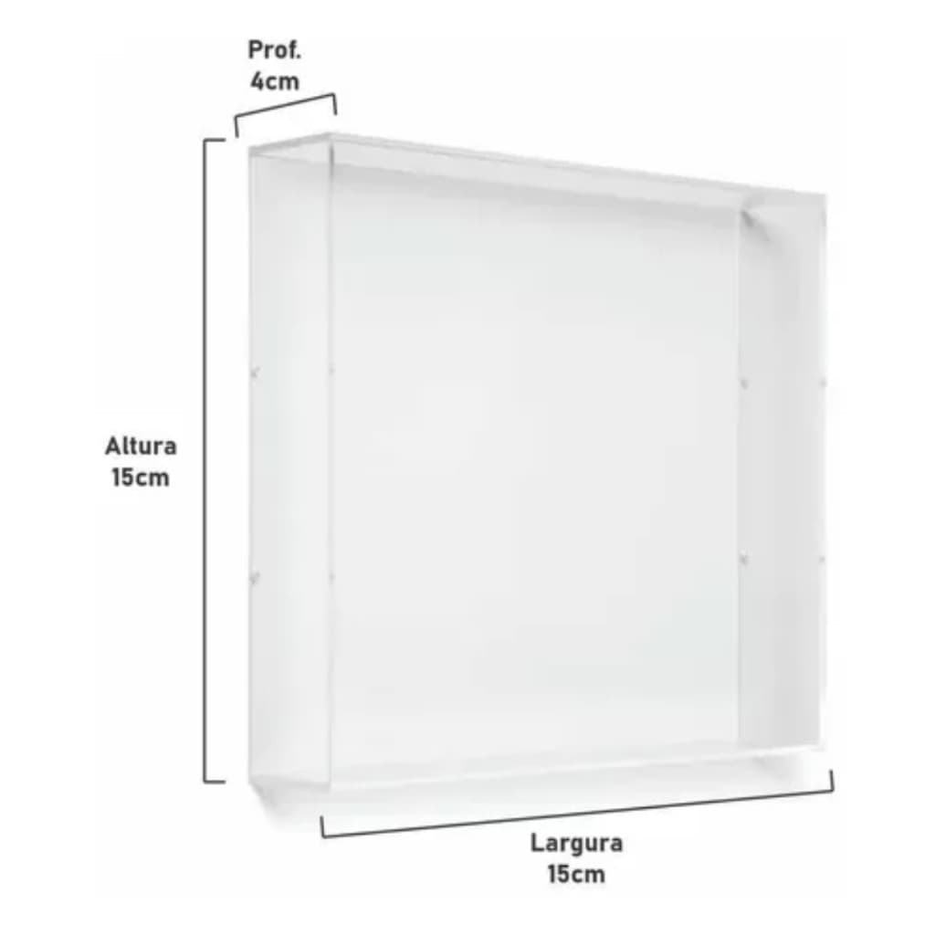Caixa Expositor De Acrílico Proteção 15x15x4cm Cor Cristal Transparente PROMOÇÃO