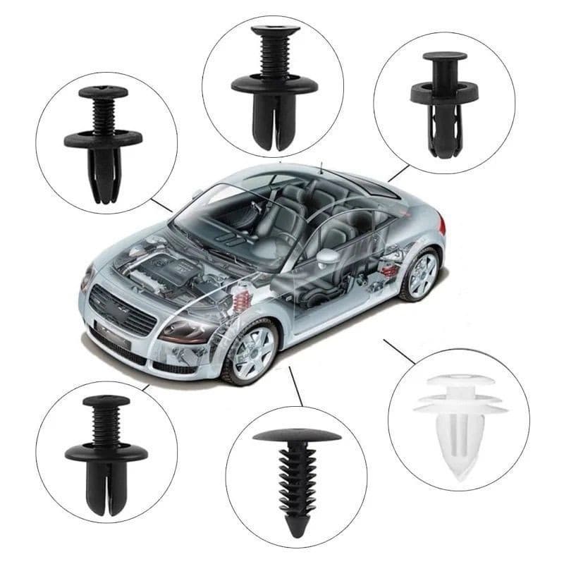 kit 100 Presilhas Grampo Automotivo Universal Carro Fixação Reparo Para-Choque Parabarro Porta
