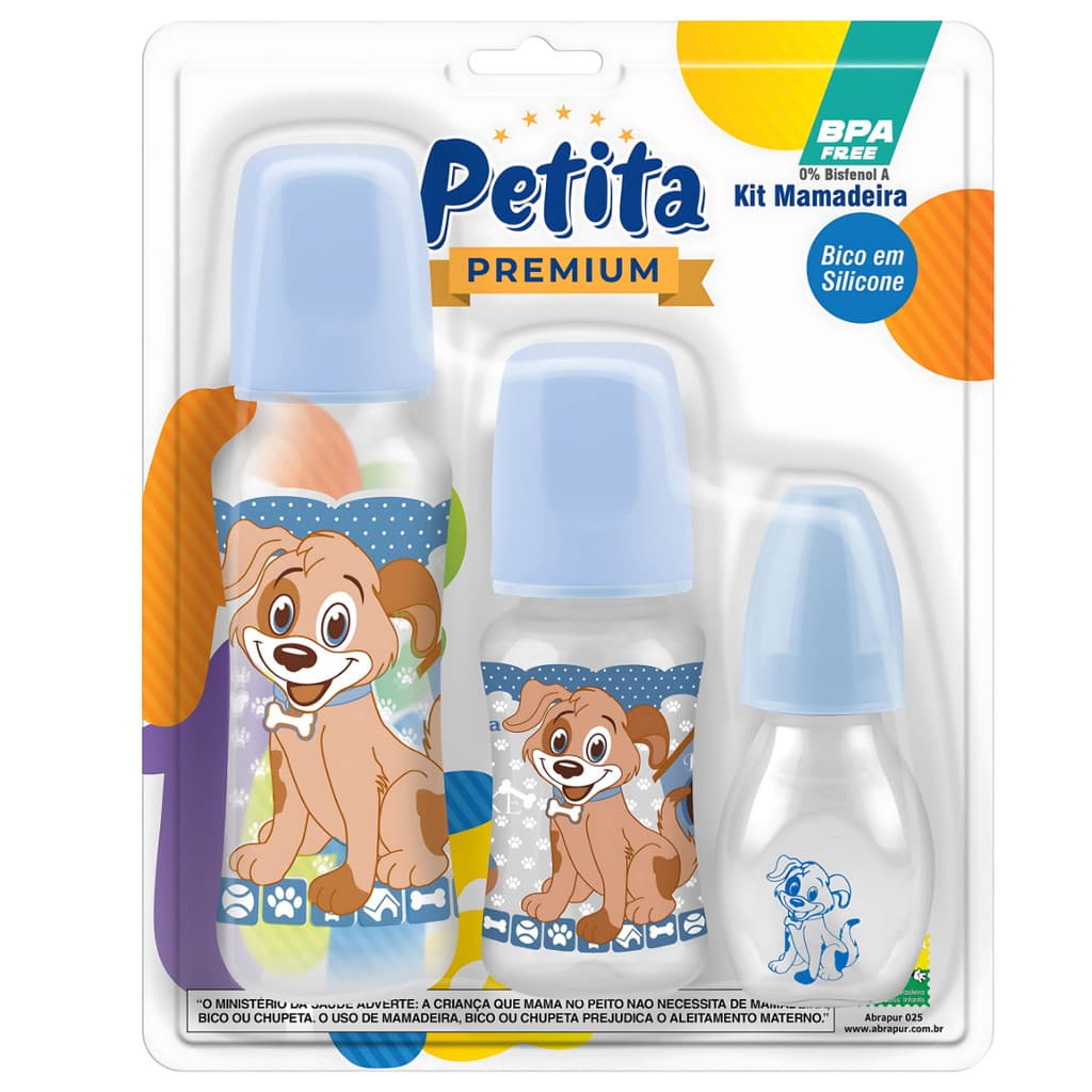 Kit 3 Mamadeira Petita Bico de Silicone 240 ml 140 ml 60 ml