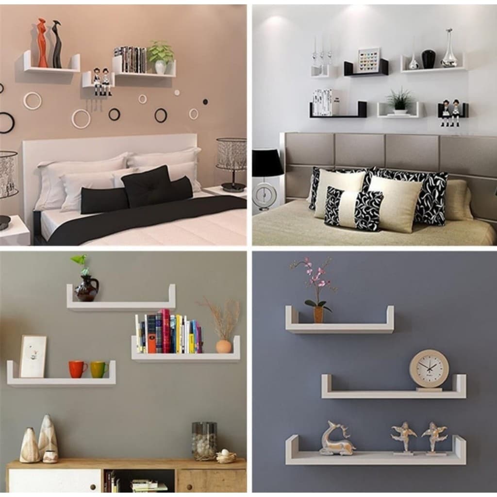 Promoção 4 Prateleira Nichos U Livros 50x10 Mdf Branco 15mm