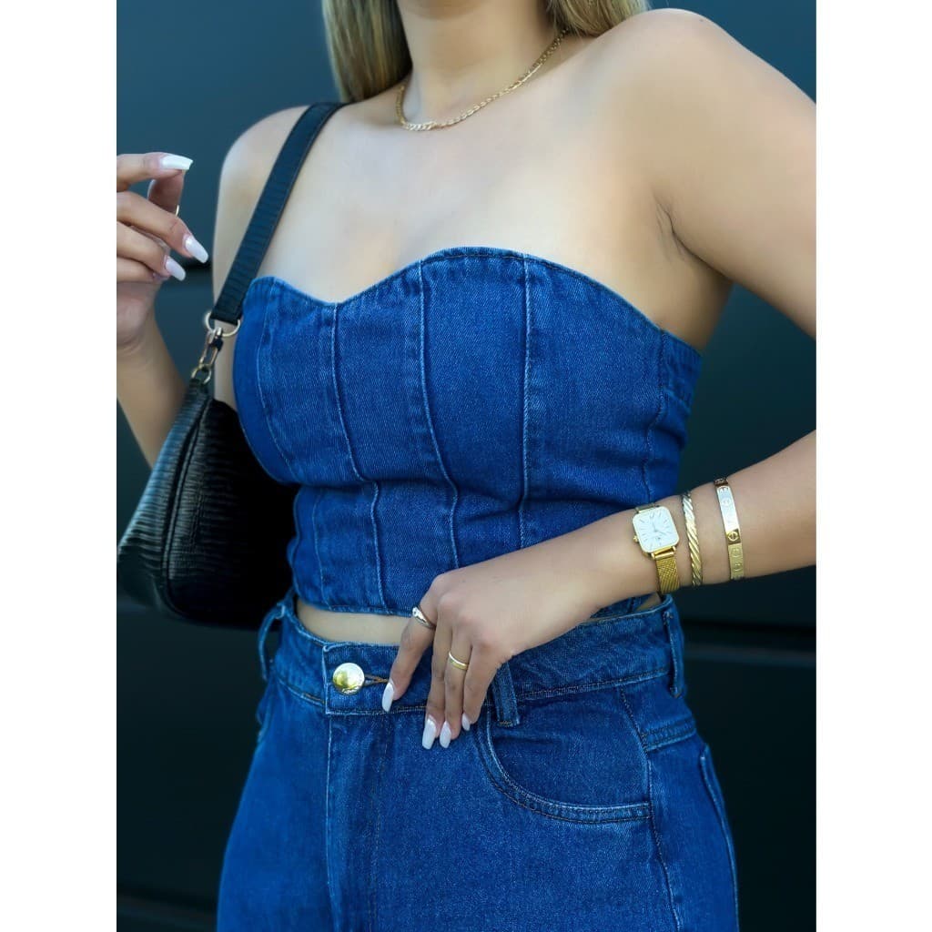 ninajeans 8108/8282 cropped jeans feminina top faixa