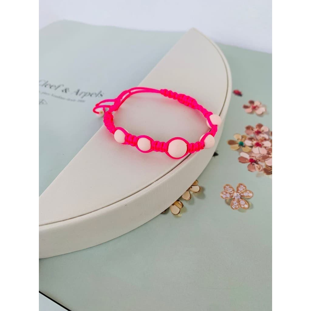Pulseiras de macramê Rosa Pink com miçangas bol Barbie Core