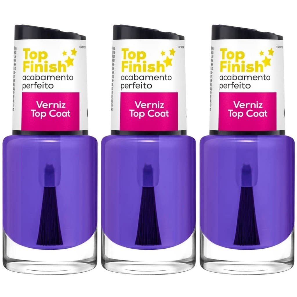 Kit 3 Esmalte Cora Top Finish Efeito Verniz Top Coat