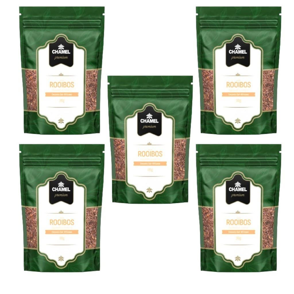 Chá de Rooibos (Aspalathus linearis) Encanto Sul-Africano Chamel Premium 5 Pacotes c/ 30g