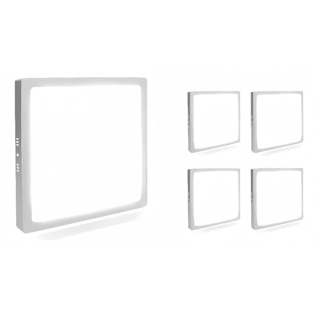 Kit 5 Led Painel Plafon Sobrepor 40w 40x40 Quadrado Branco Frio