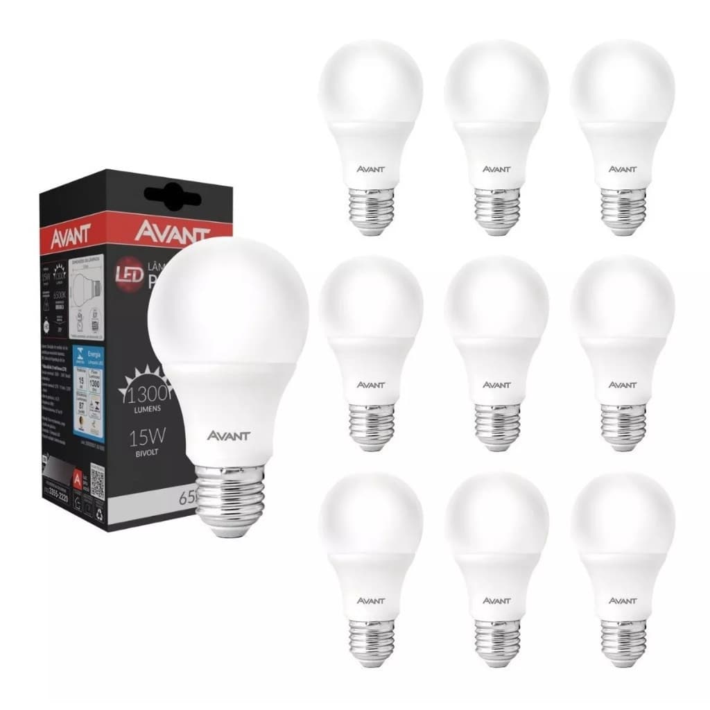 KIT 10 LÂMPADA LED BULBO 15W E27 6500K - AVANT