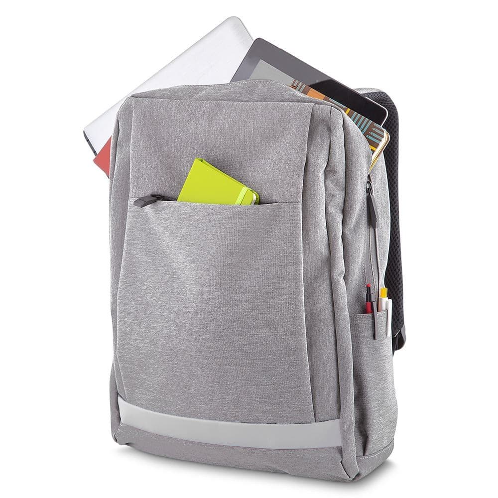 Mochila Slim All White Practical Day | Poliéster 15 x 31 x 43 cm com USB e Conector P2