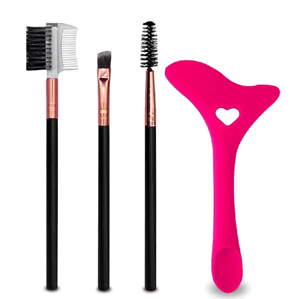 Kit 3 Pincéis Sobrancelha + 1 Marcador Silicone Contorno Maquiagem Make Up Delineado Design Cílios