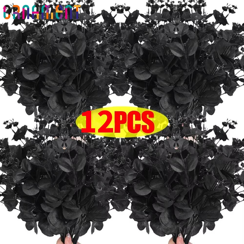 12/3 Pcs Halloween Preto Planta Artificial Videira-Plantas Artificiais Folhas De Eucalipto-Ramos Falsos-Buquê De Flores