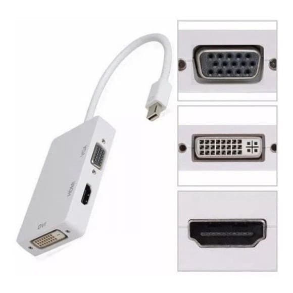 Cabo Adaptador 3x1 Mini Display Port/ Hdmi-dvi-vga/ Novo