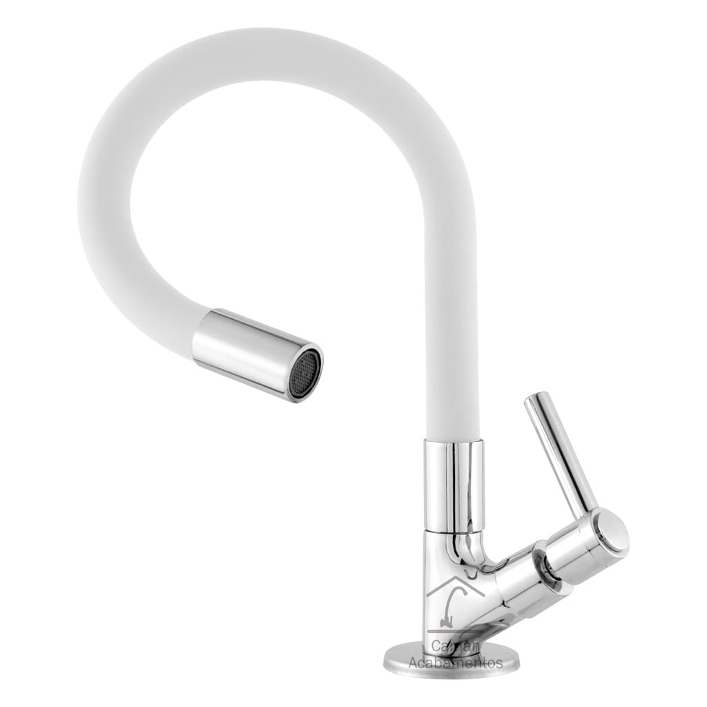 Torneira Cozinha Bancada Metal Gourmet Flexivel Color Branca