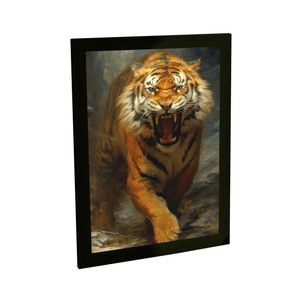 Quadro Decorativo Tigre Rugindo Animais Selvagem Decoração