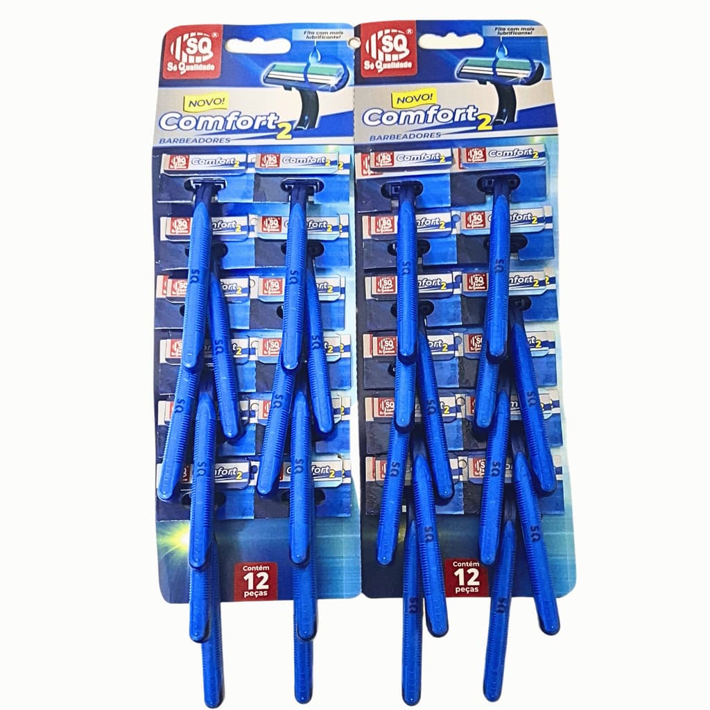 Aparelho De Barbear 2 Laminas Com 24 Unidades Barbeador Descartavel