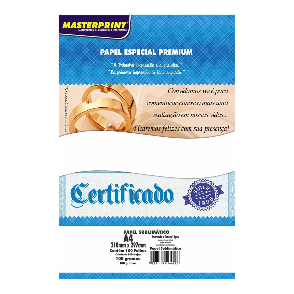 Papel Sublimático A4 100g Pacote com 100 Folhas