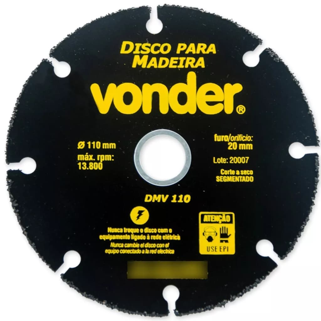 Disco De Corte Madeira Rebolo Vonder 110X20MM Serra Marmore PVC Piso Laminado Revestido Tungstênio
