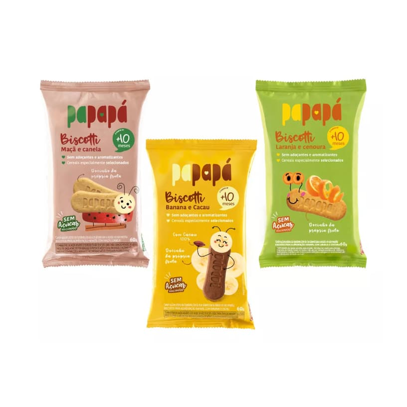 Biscoito saudável de bebe kit 3 pacotes biscotti papapa