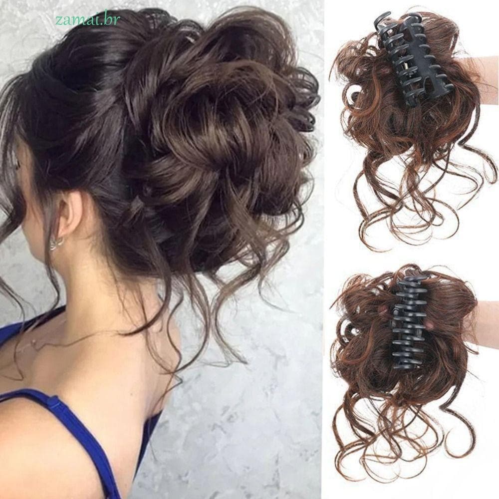 ZAMAI Coque Encaracolado Bagunçado , Extensões De Cabelo Elástico Scrunchy Sintético , Faixa Pedaços Falso