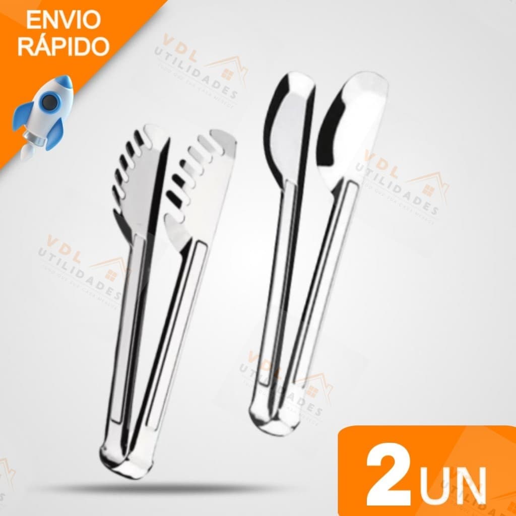 Jogo Cozinha 2 peças Pegador Universal, Pegador Massa em Aço Inox