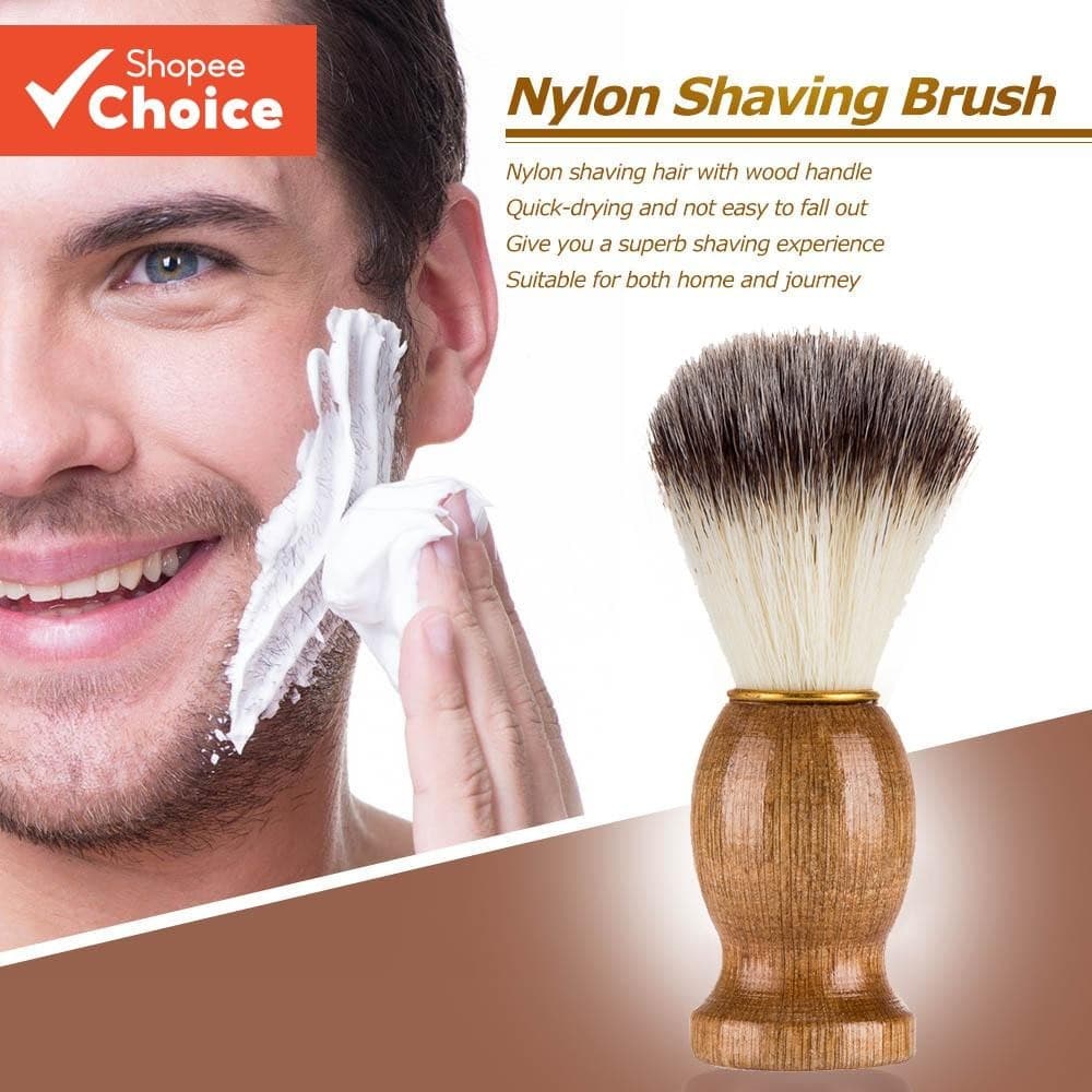 Cabelo Náilon Espuma De Barbear Escova De Barba Limpeza Facial Ferramentas Usadas Em Salões De Cabeleireiro Madeira