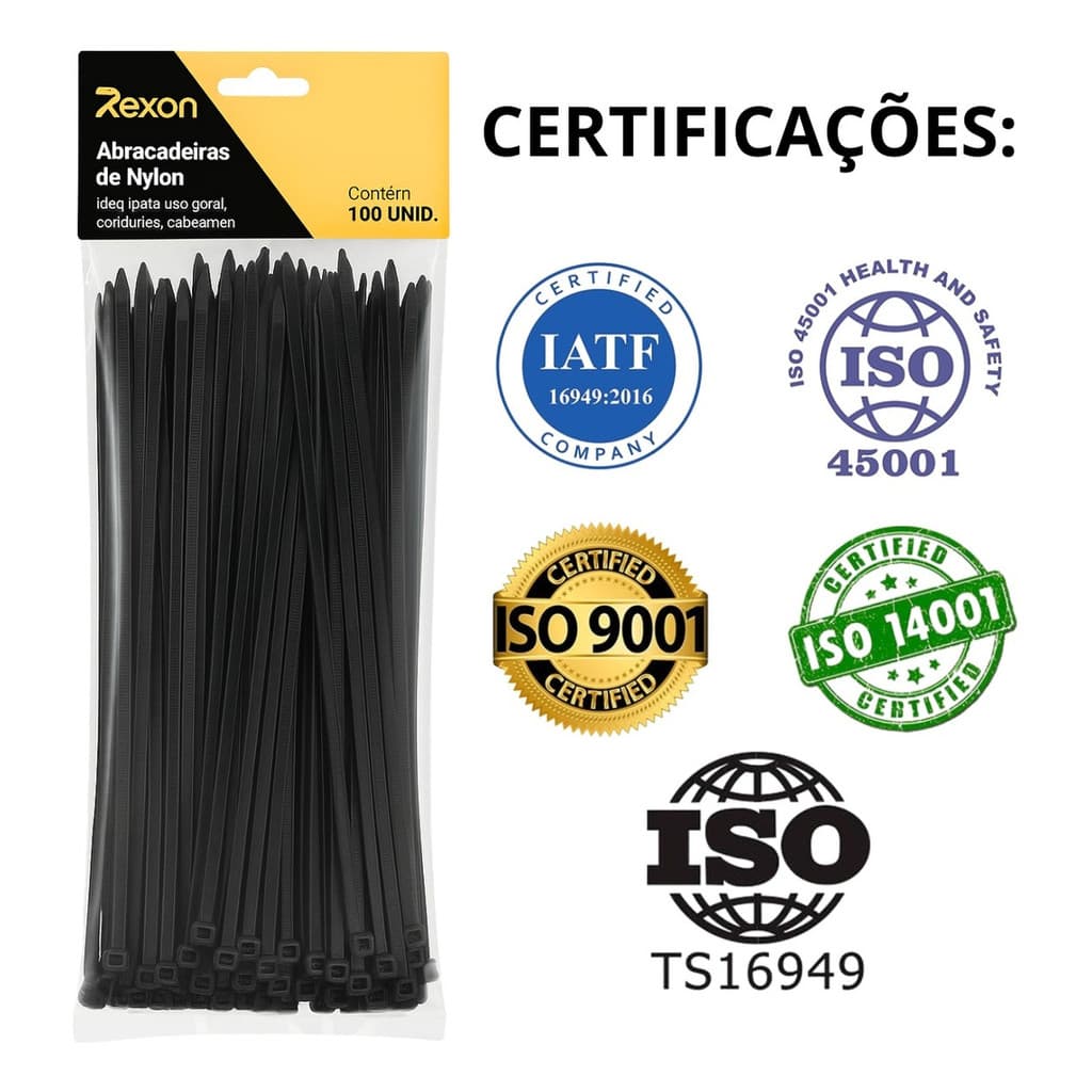 Kit 100 Abraçadeira Plástica Enforca Gato Nylon 400 X 4.8mm