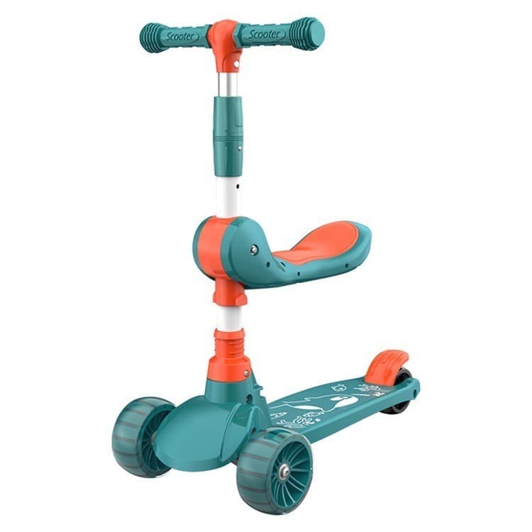 Patinete Infantil scooter dobrável com Led 3 rodas 2 em 1 até 60Kg Dream Light