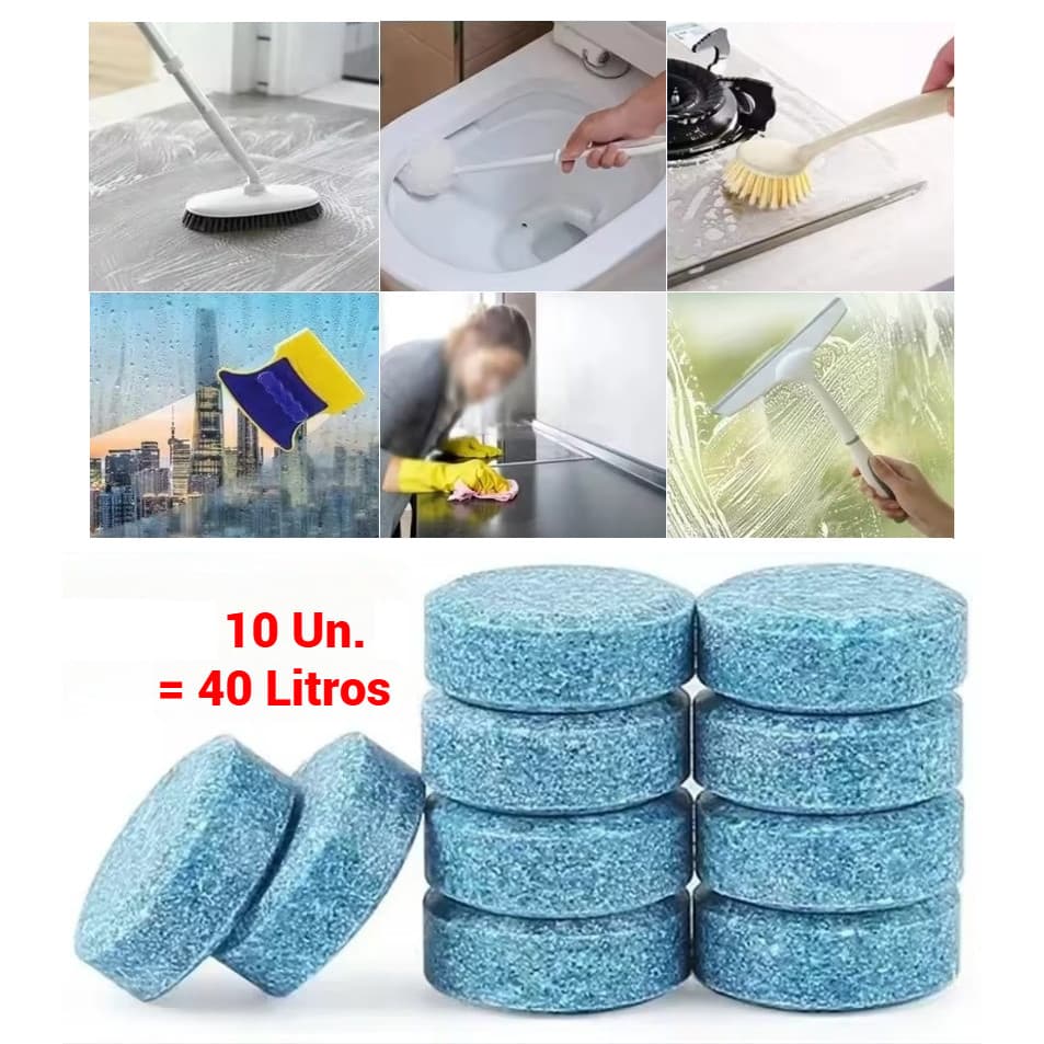 Kit 10un/40L Limpador Multiuso Limpeza Geral Pesada, Pisos, Superfícies, Banheiros, Cozinhas, Vidros