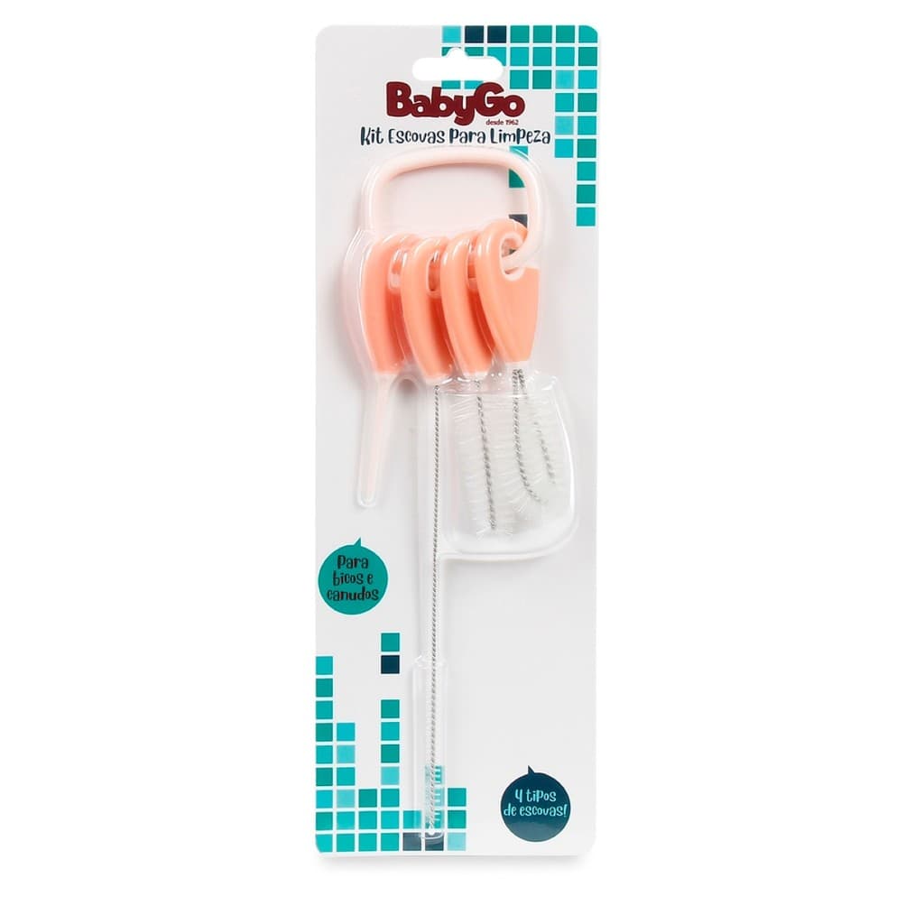 Kit Escovas Baby Go para Limpeza de Bicos e Canudos – 4 Tipos de Escovas