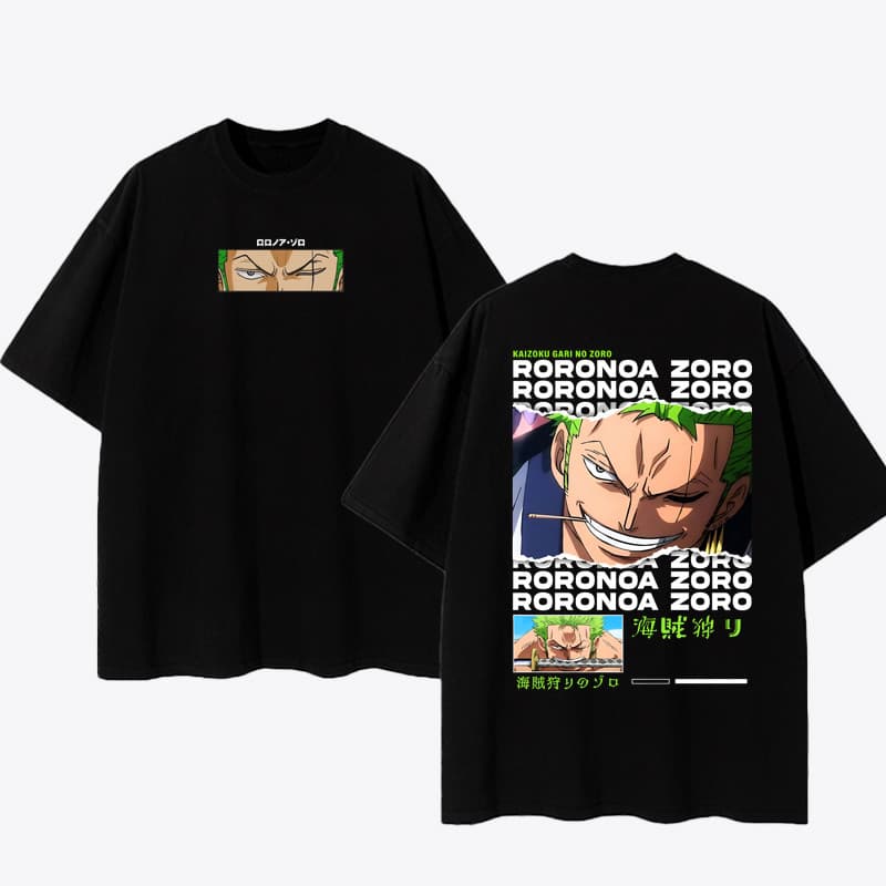 Camiseta Unissex Oversized Plus Size Feminina Masculina streetwear anime one piece roronoa zoro
