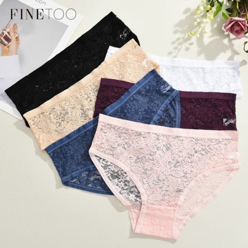 FINETOO Calcinha De Renda Para Mulheres , Roupa Íntima Confortável E Respirável , Algodão Puro , Virilha S-XXL
