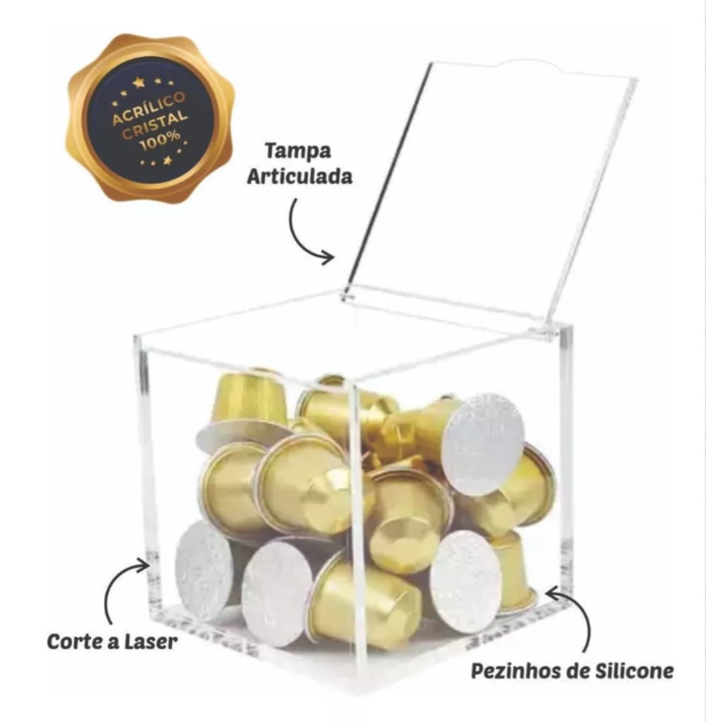 Caixa Acrílica Organizador De Cápsulas Café Nespresso Cor Transparente Cristal PROMOÇÃO