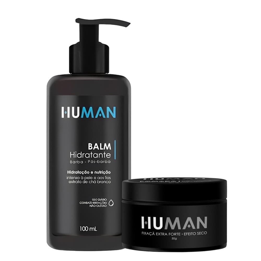 Kit Creme Balm Pós-Barba Nutrição e Pomada Modeladora Matte Seco Extra Forte Human 50g